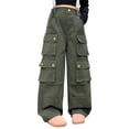 thumbnail image 1 of Otqutp Girl's Elastic High Waist Cargo Pants Y2k Wide Leg Sweatpants Loose Baggy Pants Teen Girl School Trendy Plus Size Clothes, 1 of 9