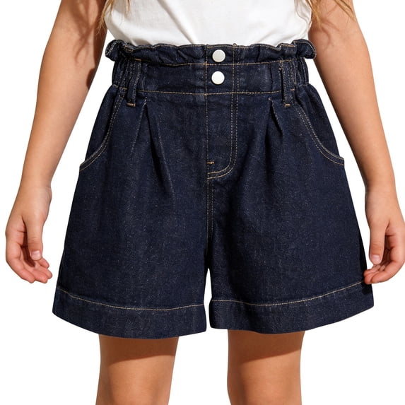 Otqutp Girl's Plus Size Denim Shorts High Waist Straight Leg Shorts Western Stretchy Jeans Girls Baggy Plus Size Pants Y2k Jeanss