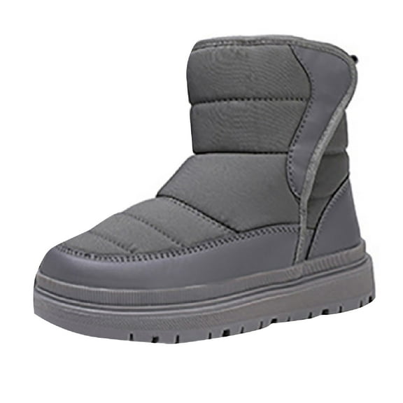 Otqutp Girls Boys Mid Calf Chunky Winter Snow Boots Kids Water-Resistant Non-Slip Thicken Warm Fuzzy Outdoor Hiking Shoes