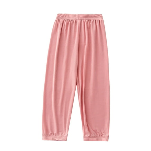Otqutp Girls Boys Summer Solid Color Thin Anti Pants Elastic Waist Bell Bottoming Pants Pull On Pants Unisex Toddler Jogger Sweatpants (Pink-a,6-7 Years)