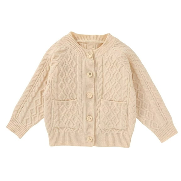 Otqutp Girls Cardigan Sweater with Button Loose Long Sleeve Knit Outwear with Pocket Kids Cropped Sweaters Outerwear