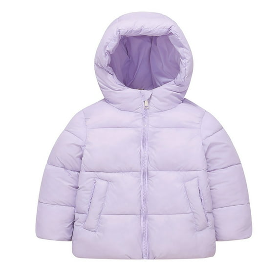 Otqutp Girls' Down Cotton Padded Jackets Autumn and Winter New Children's Short Cotton Padded Jackets Boys Padded Padded Jackets Large Children's Hooded Coats(Purple,11-12 Years)
