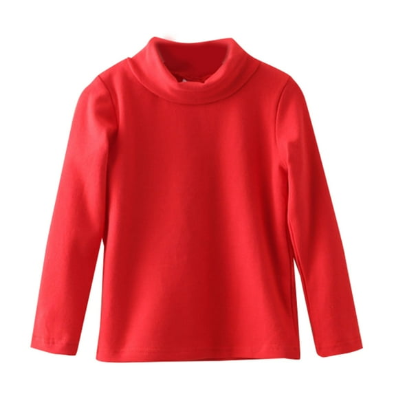 Otqutp Girls Crew Neck Top Soft Long Sleeve Pullover Shirt Solid Color Fleece Pullover Top for Kids Layered Shirt Blouse