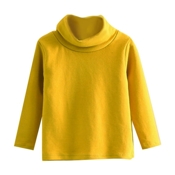 Otqutp Girls Crew Neck Top Soft Long Sleeve Pullover Shirt Solid Color Fleece Pullover Top for Kids Layered Shirt Blouse