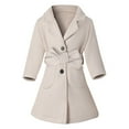 thumbnail image 1 of Otqutp Girls Dress Coat Lapel Wool Blend Long Jackets with Pockets Belt Girls Dress Coat Fall Winter Outerwear Peacoat with Pockets 2-6 Years(Beige,2-3 Years), 1 of 8