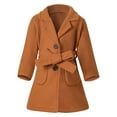 thumbnail image 1 of Otqutp Girls Dress Coat Lapel Wool Blend Long Jackets with Pockets Belt Girls Dress Coat Fall Winter Outerwear Peacoat with Pockets 2-6 Years(Coffee,2-3 Years), 1 of 8