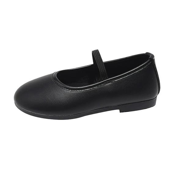 Otqutp Girls Dress Shoes School Shoes Single Shoes Elastic Band First Shoes Buckle Strap Toddler Soft Bottom Breathable Princess Shoes 0-13Years(Black,8-9Years)