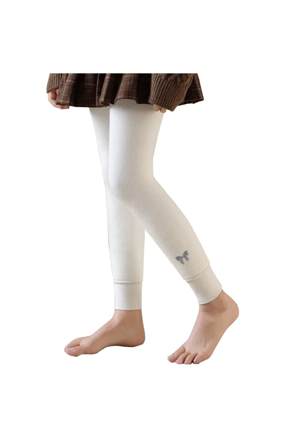 Girls Fleece Lined Thermal Leggings Winter School Ribbed Cuffs Tights Pants Kids Slim Stretchy Opaque Pantyhose