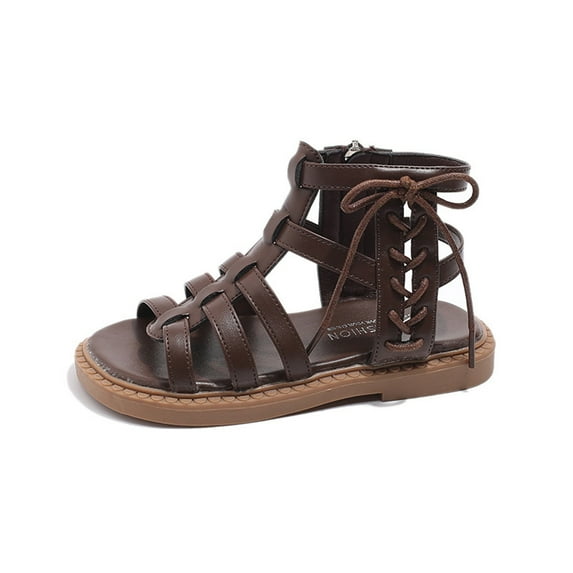 Otqutp Holiday Toddler Girls Footwear Girls Summer Solid Color Fashion Roman Shoes Sandals Vintage Sandal Boots for 4 to 12 Years