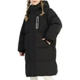 thumbnail image 1 of Otqutp Girls Heavyweight Long Puffer Jacket Kids Windproof Warm Solid Cozy Quilted Padded Down Coat with Pockets Hooded Outwear, 1 of 9