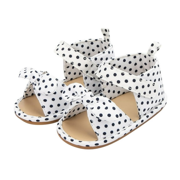 Otqutp Girls Kids Rubber Sole Flat Canvas Ankle Sandals Bow Open Toe Summer Wide Shoes Baby Toddler Soft Comfy Slip On Shoes