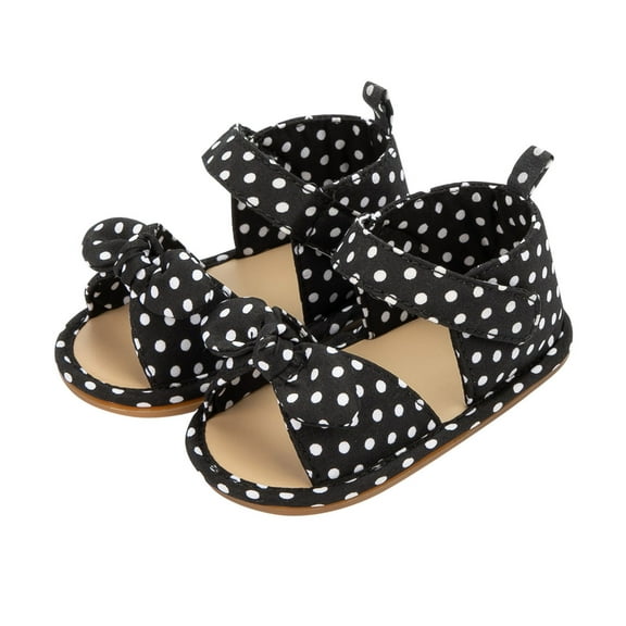 Otqutp Girls Kids Rubber Sole Flat Canvas Ankle Sandals Bow Open Toe Summer Wide Shoes Baby Toddler Soft Comfy Slip On Shoes