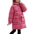 thumbnail image 1 of Otqutp Girls Long Padded Parka Coat Youths Winter Showerproof Thicken Jacket Zip up Fleece Outerwear Down Coat with Pockets, 1 of 9