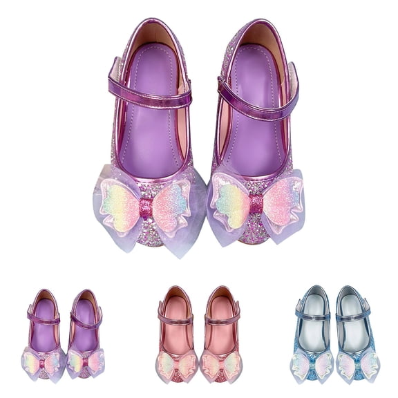 Otqutp Girls Mary Jane Princess Dress Shoes Glitter Sequin Bowknot Sandals Back Strap Wedding Birthday Party Shoes