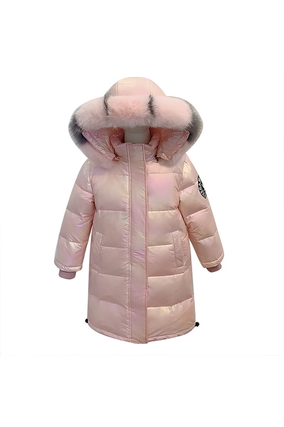 Girls Metallic Puffer Jacket Long Glitter Winter Coat Kids Insulated Windproof Freezer Suit Boys Knee Length Windbreaker