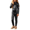 thumbnail image 1 of Otqutp Girls Mock Neck Zipper Jumpsuit Shiny Metallic Long Sleeve One Piece Bodysuit Fall Halloween Holiday Party Dress Up Clothing, 1 of 7