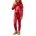 thumbnail image 1 of Otqutp Girls Mock Neck Zipper Jumpsuit Shiny Metallic Long Sleeve One Piece Bodysuit Fall Halloween Holiday Party Dress Up Clothing, 1 of 8