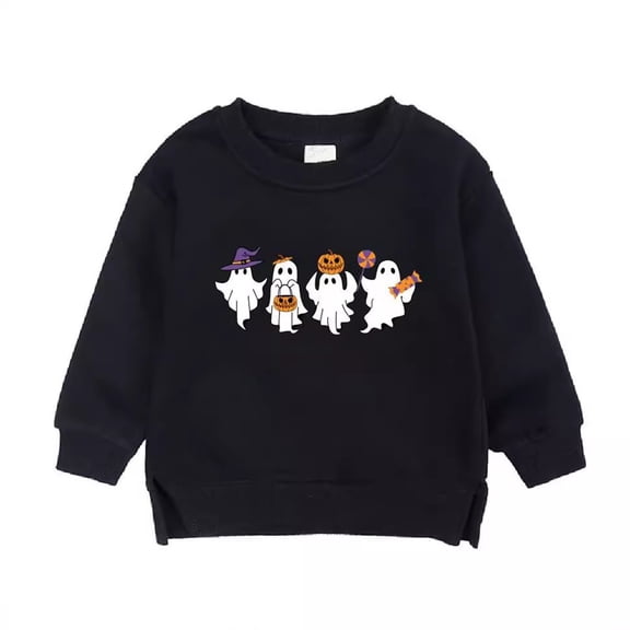 Otqutp Girls Oversized Sweatshirts Crewneck Pullover Kids Cute Cotton Halloween Sweater Fashion Fleece Drop Shoulder Clothes