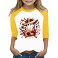 thumbnail image 1 of Otqutp Girls Pumpkin Shirt 3/4 Length Sleeve T-Shirts Halloween Shirts for Kids Flower Ghosts Prints Spooky Horror Party Parade Tops, 1 of 5