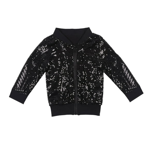 Otqutp Girls Sequin Jacket Kids Glitter Sparkly Flight Outerwear Coat Toddler Fashion Cool Shiny Birthday Party Festival Top