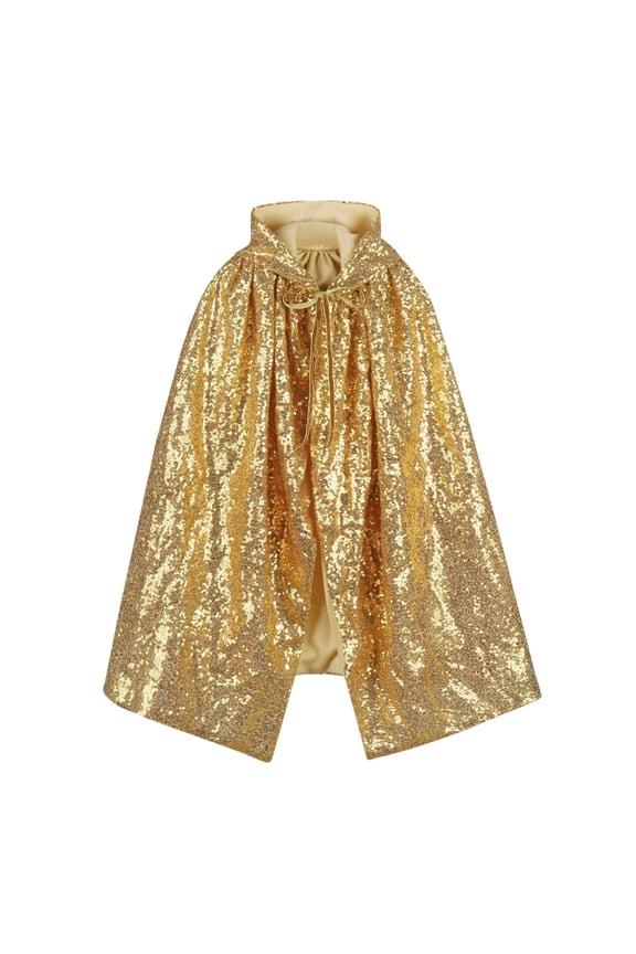 Girls Sequin Princess Cape Cloaks Sparkly Shawl Kids Hooded Cape Full Length Christmas Birthday Party Festival Outfit