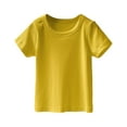 thumbnail image 1 of Otqutp Girls Short Sleeve T Shirts Kids Ribbed Knit Crewneck Solid Tees Basic Loose Summer Tops Cute Casual Light Shirt, 1 of 4