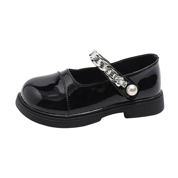 Otqutp Girls Single Shoes Bowknot First Shoes Buckle Strap 0-13Years Toddler Kids Soft Bottom Breathable Princess Shoes Dress Shoes School Shoes(Black,5-5.5Years)