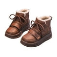 thumbnail image 1 of Otqutp Girls Snow Boots Winter Faux Fu𝗿 Lined Sherpa Plush Ankle Boots Kids Waterproof Pu Leather Platform Hiking Shoes, 1 of 9