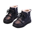 thumbnail image 1 of Otqutp Girls Snow Boots Winter Faux Fu𝗿 Lined Sherpa Plush Ankle Boots Kids Waterproof Pu Leather Platform Hiking Shoes, 1 of 5