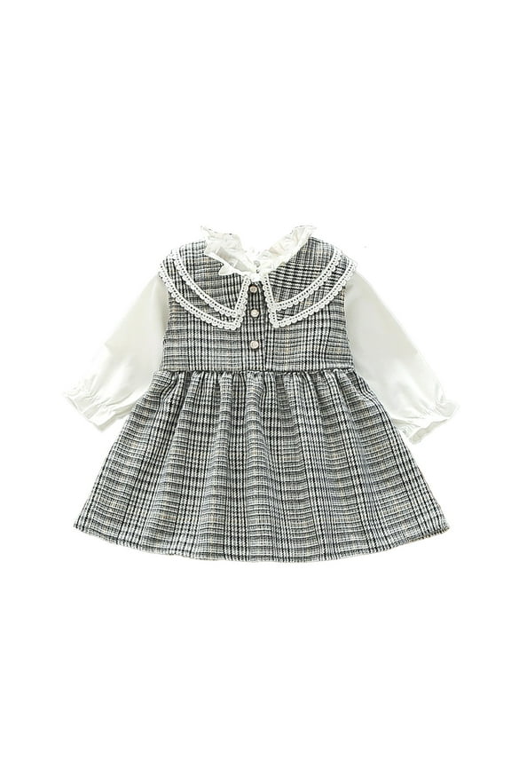 Girls' Spring Autumn Fashion Set - Korean Waistcoat and Skirt Combo, Breathable Cotton Casual Dress for Kids 6M-5 Years