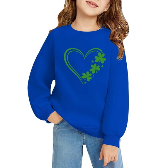Otqutp Girls St Patricks Day Sweatshirt Cute Crewneck Irish Clove𝐫 T-Shirt Long Sleeve Pullover Sweater Teens Saint Patty's Outfit