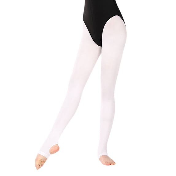 Otqutp Girls Stirrup Dance Tights Soft Stretch Foot‑Exposed Ballet Leggings Solid Seam‑Friendly Pantyhose for Dance Class Stage Performance