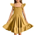 thumbnail image 1 of Otqutp Girls' U-Neck Casual Cotton Dress 2025 Trendy Tank Top Sundress for Kids 4-10 Years - Solid Color Everyday Outfit, 1 of 5