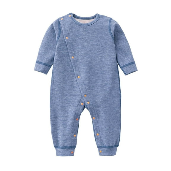 Otqutp Girls Warm Overcoats Windproof Baby Girls Boys Warm Soft Romper Jumpsuit 0 24 Months Baby Solid Color Rompers Winter Outfits(Blue,18-24 Months)