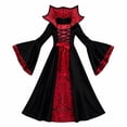 thumbnail image 1 of Otqutp Halloween Kids Suit Gothic Dress Girls Medieval Party Dresses Stand Collar Slim Fit Dresses Scary Spooky Loose Clothes, 1 of 4