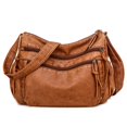 thumbnail image 1 of Otqutp Handbag Messenger Bag for Women Vintage Zipper Shoulder Bag Soft PU Leather Lightweight Body Hand Bag Ladies Purse(Brown,One Size), 1 of 1
