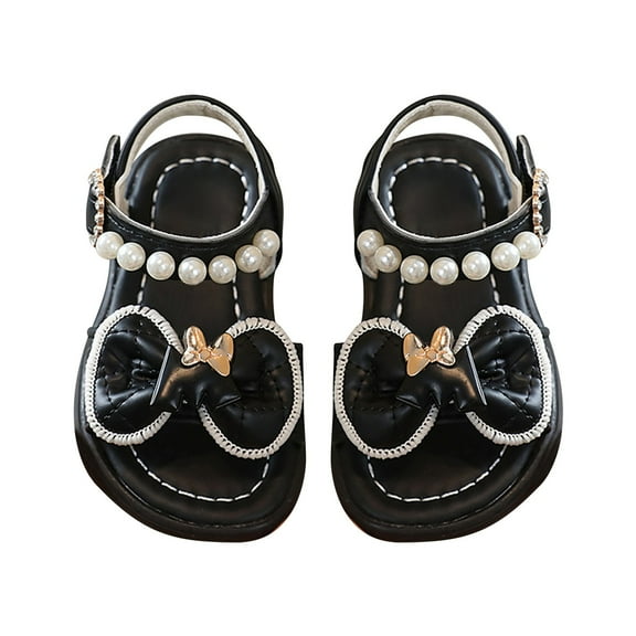 Otqutp Lightweight Shoes for Kids Girls Sandals Summer for Children Wearing Beach Shoes Pearl Soft Sole Comfortable Flat Sandals Summer Dress Shoes