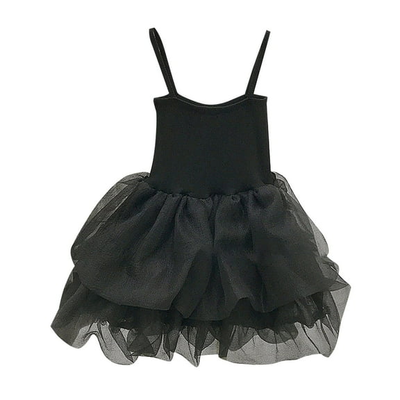 Otqutp Holiday Dress for Toddler Girls Summer Little Black Dress Sleeveless Suspender Mesh A Line Knee Length Shaggy Skirt Tea Party