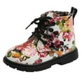 thumbnail image 1 of Otqutp Home Boots for Baby Toddler Girls Dress Boots Ankle Boots Boys and Girls Waterpoor Ankle Boots Side Zipper Booties Floral Print Short Boots(A,4.5-5 Years), 1 of 5
