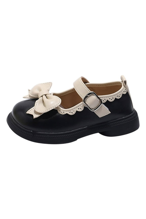 Indoor Outdoor Shoes for Kids Girls Dress Shoes Cute Bow Shoes Ballerina with Satin Ankle Tie for Wedding Birthday Party