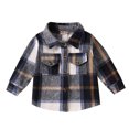 thumbnail image 1 of Otqutp Kids Autumn Winter Coat Toddler Boys Girls Shirt Coat Jacket Plaid Long Sleeve Kids Turn Down Collar Button Tops Outwear(Blue,18-24 Months), 1 of 7