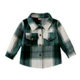 thumbnail image 1 of Otqutp Kids Autumn Winter Coat Toddler Boys Girls Shirt Coat Jacket Plaid Long Sleeve Kids Turn Down Collar Button Tops Outwear(Green,3-4 Years), 1 of 6