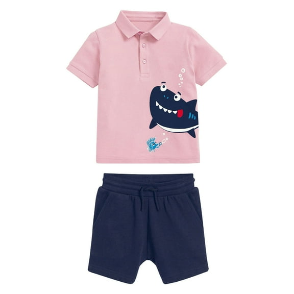Otqutp Kids Beach Clothing Sets Boy's Cute Cartoon Short Sleeve Shorts Casual Summer For Children To Lapel Boys Set Home And Outdoor Activities