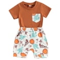 thumbnail image 1 of Otqutp Kids Beach Clothing Sets for Spring Summer Boys Short Sleeved T Shirt Shorts Suit Sun Cactus Print 2PCS Handsome Suit, 1 of 8