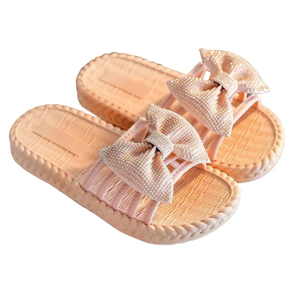 Otqutp Kids Birthday Sandals Toddler Girls Soild Bowknot Princress Shoes Soft Sole Non Slip First Walkers Prewalker Beach Shoes Sandals
