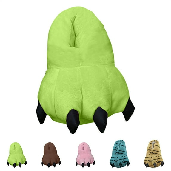 Otqutp Kids Boys Girls Animal Paw Shoes Funny Fuzzy Dinosaur Plush Slippers Unisex Cute Soft Fleece Non Slip House Shoe