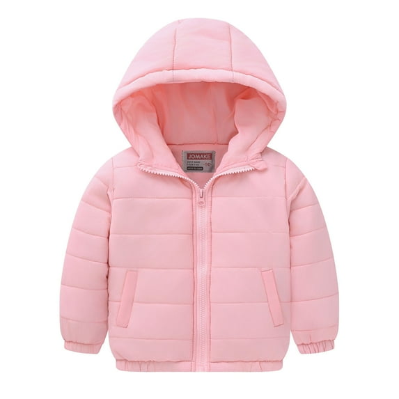 Otqutp Kids Boys Girls Long Sleeve Hooded with Pockets Solid Color Short Cotton Jacket Full Zip Outwear for Children 1-10 Years(Pink,4-5 Years)