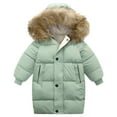thumbnail image 1 of Otqutp Kids Boys Girls Middle and Large Children Winter Big Hairy Collar Long Sleeve Thickened Down Cotton Jacket Winter Outerwear(Green,18-24 Months), 1 of 4