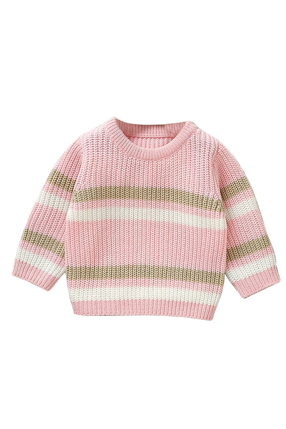 Kids Boys Girls Tops Children Korean Round Neck Solid Color Loose Matching Children's Sweater Languid Long Sleeve Pullover Tops(Pink-b,9-12 Months)