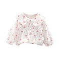 thumbnail image 1 of Otqutp Kids Button Closure Blouse Toddler Kids Baby Girls Summer Casual Long Sleeves Blouse Doll Collar Breathable Shirts for 3 to 8 Years, 1 of 9